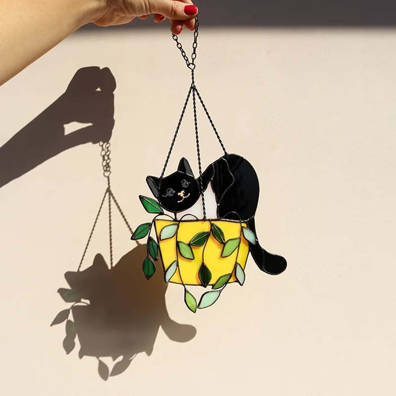 Cat in a Flowerpot Suncatcher