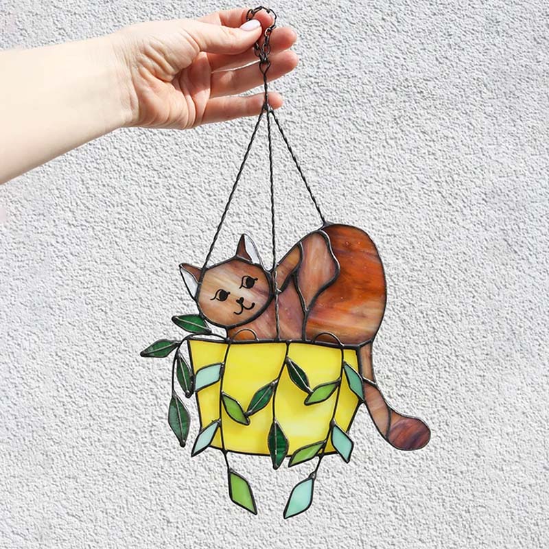 Cat in a Flowerpot Suncatcher
