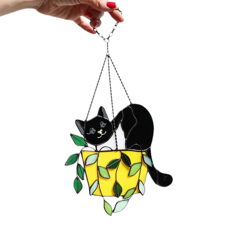 Cat in a Flowerpot Suncatcher