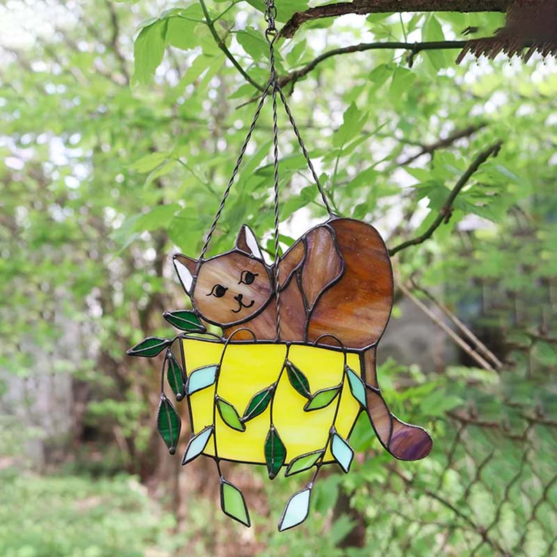 Cat in a Flowerpot Suncatcher