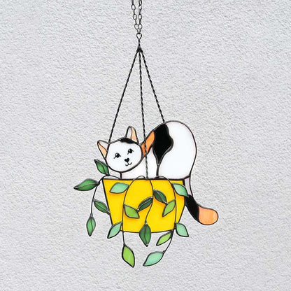 Cat in a Flowerpot Suncatcher