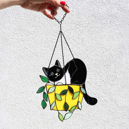 Cat in a Flowerpot Suncatcher