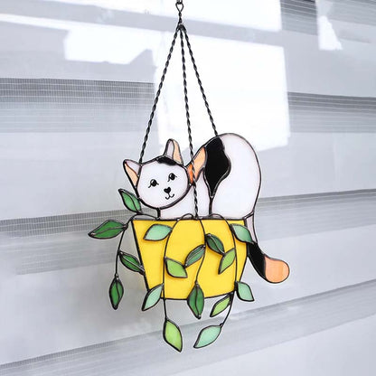 Cat in a Flowerpot Suncatcher