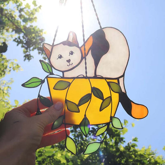 Cat in a Flowerpot Suncatcher