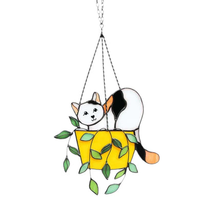 Cat in a Flowerpot Suncatcher