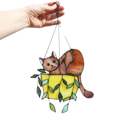 Cat in a Flowerpot Suncatcher